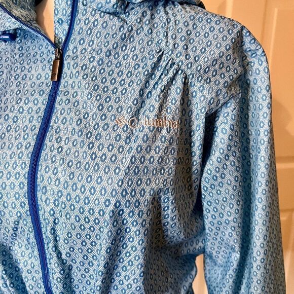 NWOT Women's Columbia Teal Printed Windbreaker Rain Jacket Size MEDIUM - Picture 2 of 4